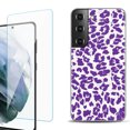 thumbnail image 1 of Slim-Fit Fashion Gel Phone Case for Samsung Galaxy S22+ 5G / S22 Plus 5G, with Tempered Glass Screen Protector, by OneToughShield ® - Cheetah Purple, 1 of 4