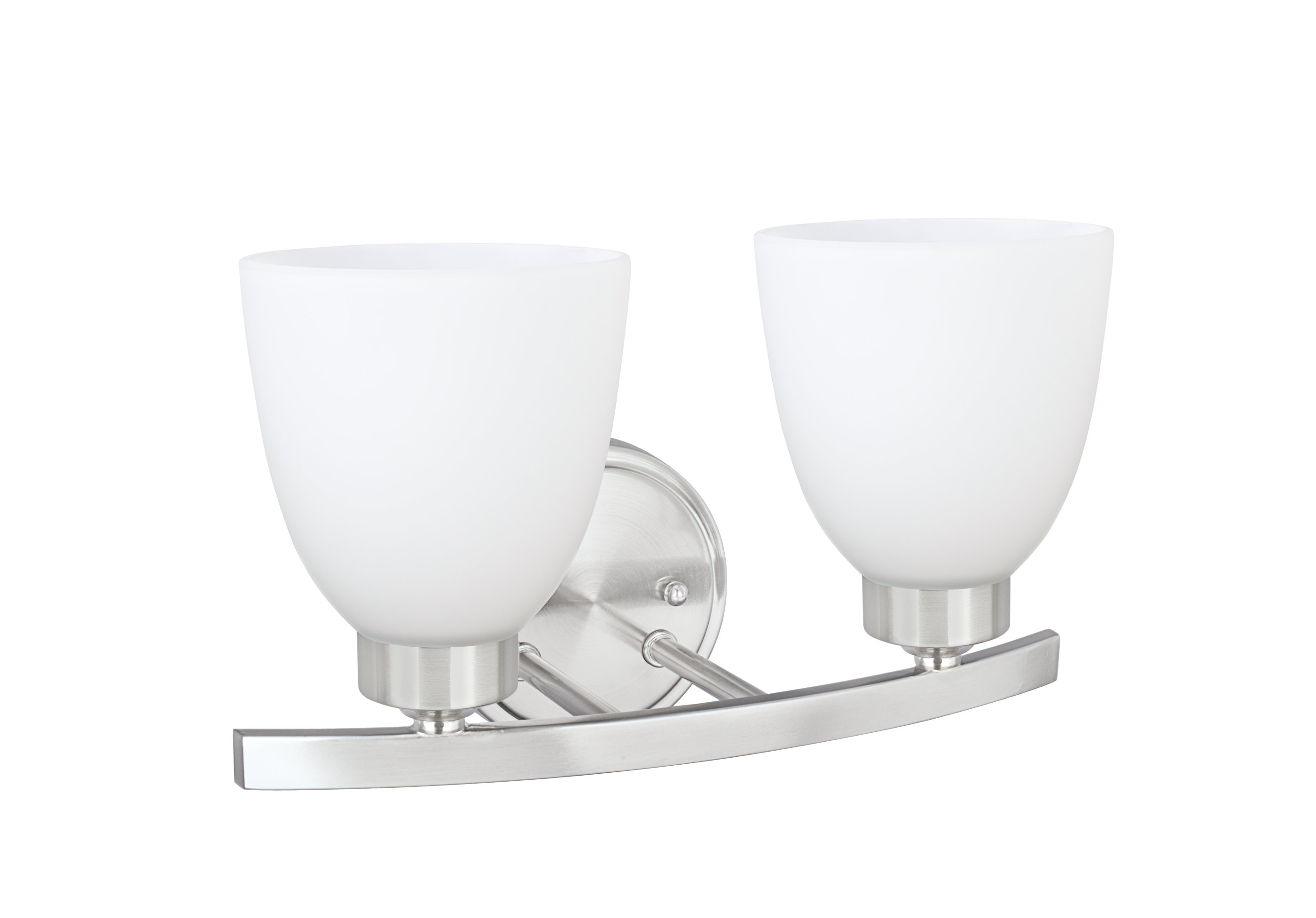 Aspen Creative 62203-1, Two-Light Metal Bathroom Vanity Wall Light Fixture, 13" Wide, Transitional Design in Satin Nickel
