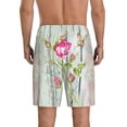 thumbnail image 3 of Naloa Vintage Wood Background with Floral Men's Short Pajama Pants, Lounge Comfort Shorts with Elasticized Waistband and Side Pockets - XX-Large, 3 of 9