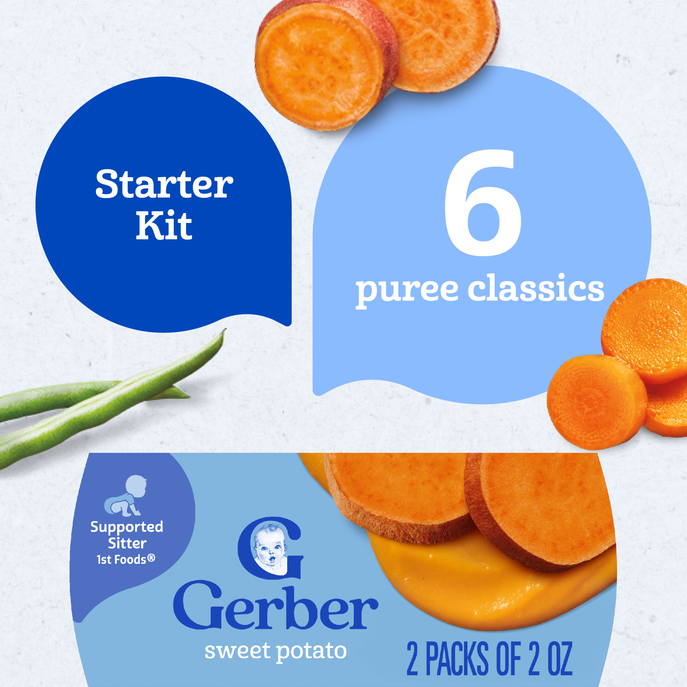Gerber Etapa 1 Comida para Bebé, Kit de Inicio Mis Primeras Verduras, Puré para Bebé, Envases de 2 oz, Variedad (Paquete de 6) 4