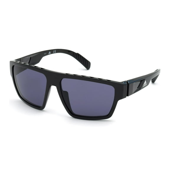 Adidas SP0008 Full Rim Rectangle Shiny Black / Smoke Kolor Up (Tm) Sunglasses