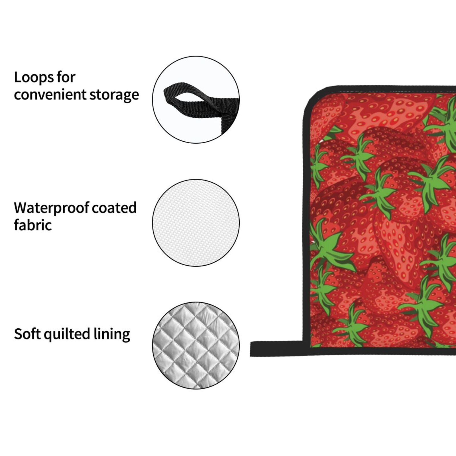 Strawberries Cute Strawberry 4Pcs Oven Mitts and Pot Holders Sets Oven Kitchen Gloves Hot Pads for Cooking BBQ Baking Grilling