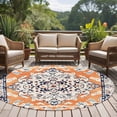 thumbnail image 5 of Orange Boho Large Area Rugs for Bedroom Living Room, Soft Non Slip Carpet Bedside Rug, Vintage Ethnic Tribe Abstract Art Round Floor Cover Kitchen Accent Rug 7' for Dining Room/Office, 5 of 9