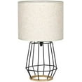 thumbnail image 7 of Farmhouse Table Lamp Basket Cage Style Black Chrome Metal Base with Linen Fabric Shade, 7 of 7