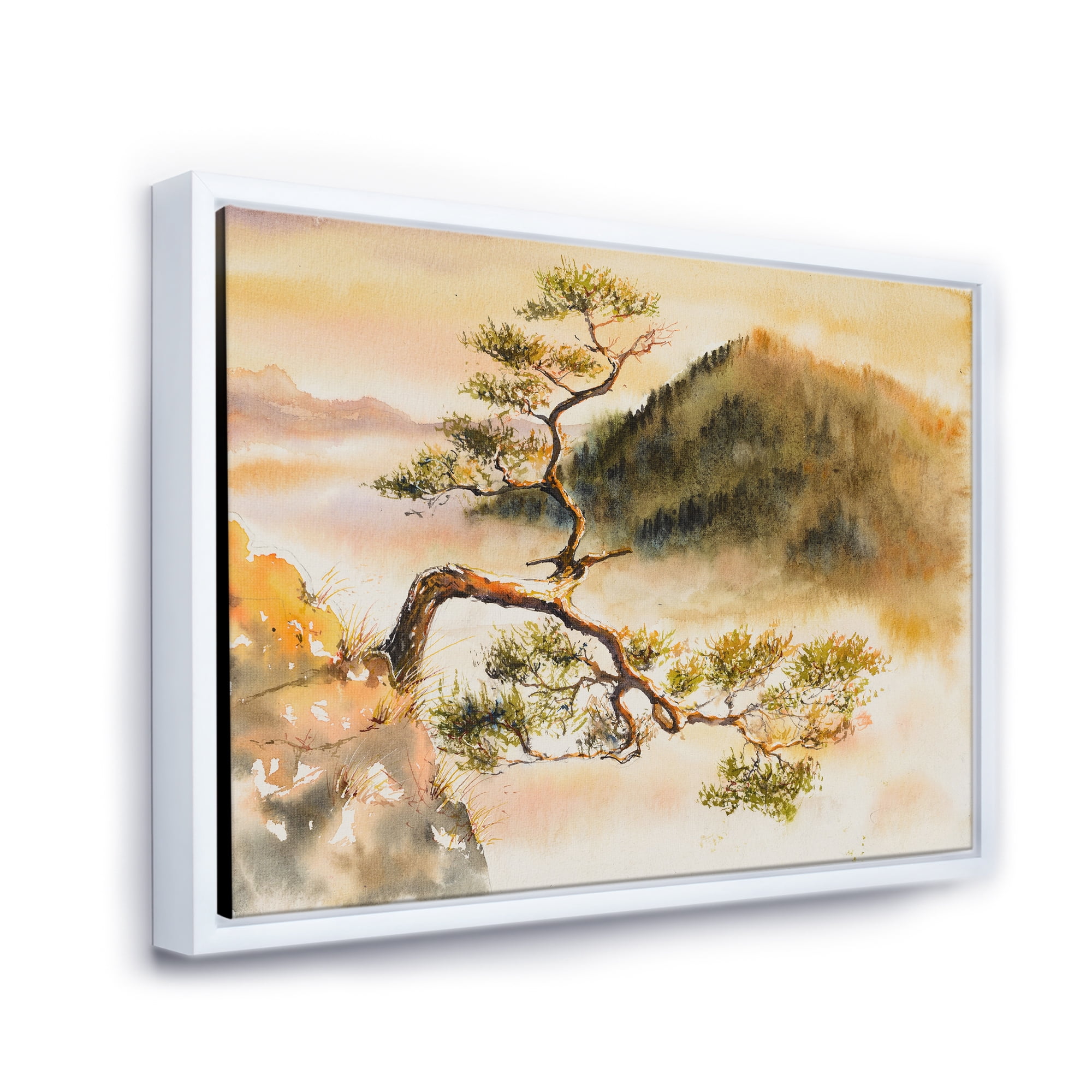 Designart 'The Top of Sokolica Peak With Curved Pine Tree' Traditional Framed Canvas Wall Art Print