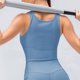 thumbnail image 5 of Sujetador deportivo de cuello alto y largo para mujer: sujetador de yoga con espalda cruzada y relleno, top corto sin mangas con sujetador incorporado, 5 of 6