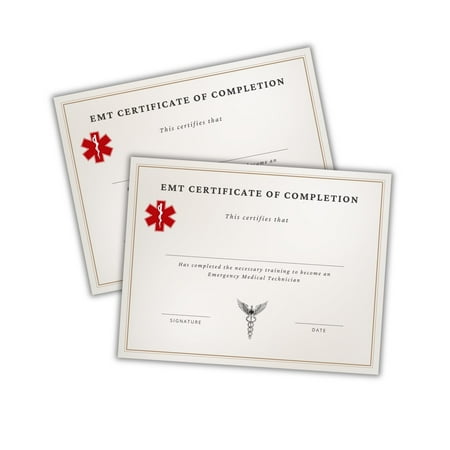 Emergency Medical Tech Certificate of Completion 30pk 8.5x11 Graduation from Program Paramedic Award Recognition Frame