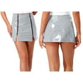 thumbnail image 5 of YiZYiF Womens Latex High Waist Mini Skirt Pu Leather Wet Look Bodycon Skirts for Rave Party Clubwear Silver XXL, 5 of 6