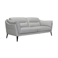 thumbnail image 2 of Franz Gray Leather Sofa Solid Wooden Frame Brown Legs, 2 of 5