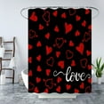 thumbnail image 2 of Valentine''s Day Shower Curtain Black Red Love Heart Romantic Sweetheart Sweet Couple Lover Theme Holiday Bathroom Curtains Decor with Hooks, 2 of 4