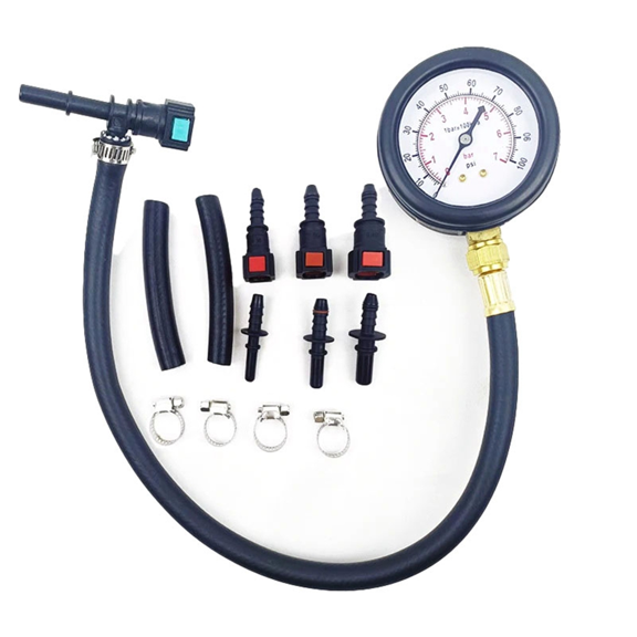 Automobile System Gasoline Pressure Gauge Motorcycle Car Tester Tool 0-100PSI 6.3/ 7.89/ 9.49 with Valve