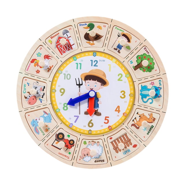 Learning Plaything Puzzle Sensory Board Toy Fruit Sea Teaching Clocks Montessori C