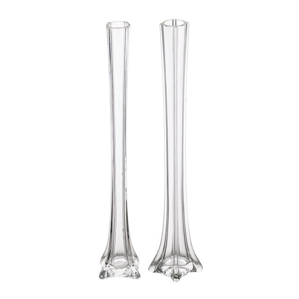 Mega Vases 1.25" x 16" Eiffel Tower Glass Vase Set of 1, Clear