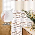 thumbnail image 3 of No Hook Shower Curtain, Brown Stripes Shower Curtains for Bathroom with See Through Top Window, Minimalism Ombre Waves Abstract Textures Waterproof & Washable Bath Curtain 60"x72", 3 of 9
