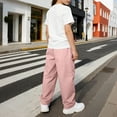 thumbnail image 6 of Avrnliq Girls 2-Piece Outfit Set Pink Sequin Bow Graphic Tee High Waist Wide Leg Cargo Pants Casual Streetwear for Girls 5-15Y,Size 7-8 T, 6 of 8