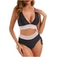 thumbnail image 1 of Traje de Baño de Cintura Alta de las Mujeres V-Cuello Ajuste de Cordón Ajustado Junta Dividida Conjunto para la Playa Piscina Verano, 1 of 9