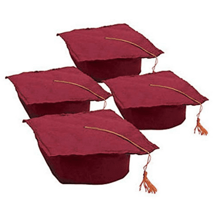 Graduation Hats, Burgundy, 12 Felt Graduation Caps w/Gold Tassel