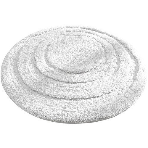 InterDesign Microfiber Round Bathroom Shower Accent Rug, 24", White