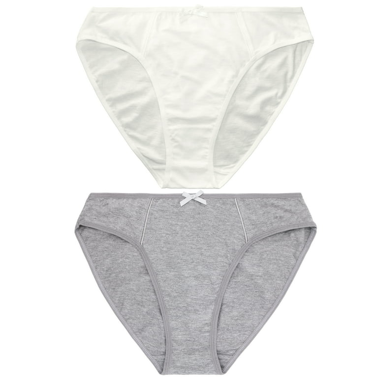 Curve Muse Womens 100% Cotton Bikini Briefs Mid Waist Underwear Panties-6  Pack-PACKB-S