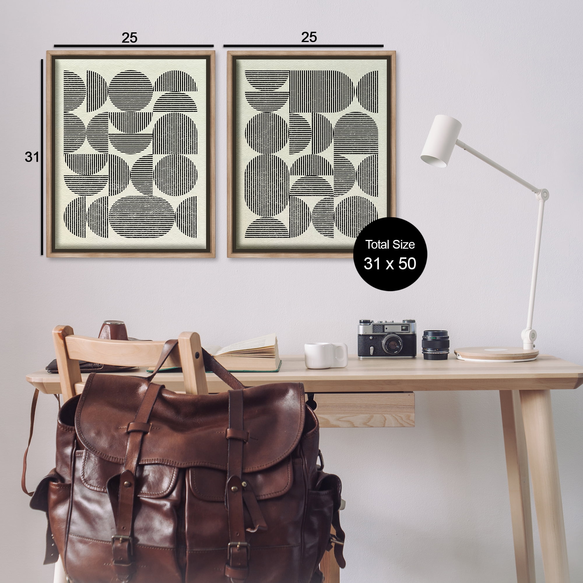 Stupell Industries Minimalist Modern Geometric Abstract Painting Brown Floater Framed Canvas Art Print Wall Art, 31 x 25, Set of 2