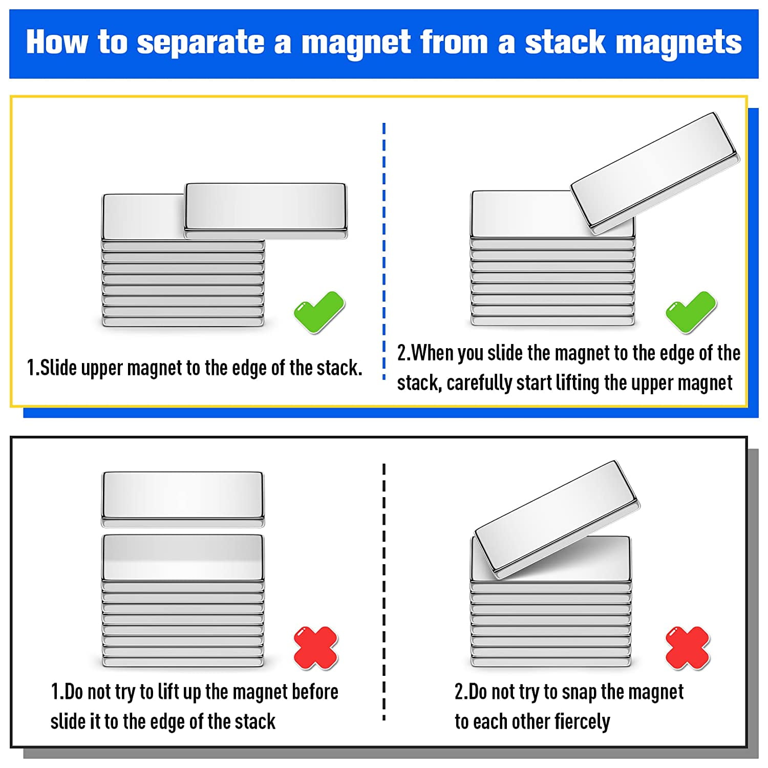 20 Pcs Small Neodymium Magnets for Craft, 20x10x5 mm Rectangular Magnets,  Strong Rare Earth Magnets for Fridge Cruise Industrial Kitchen Tool Storage