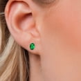 thumbnail image 3 of Gem Stone King 10K White Gold Green Nano Emerald Stud Earrings for Women Men (0.80 Cttw, Gemstone May Birthstone, Oval 6X4MM), 3 of 6