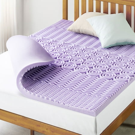 Mellow 2  5-Zone Memory Foam Mattress Topper with Lavender Infusion  Queen