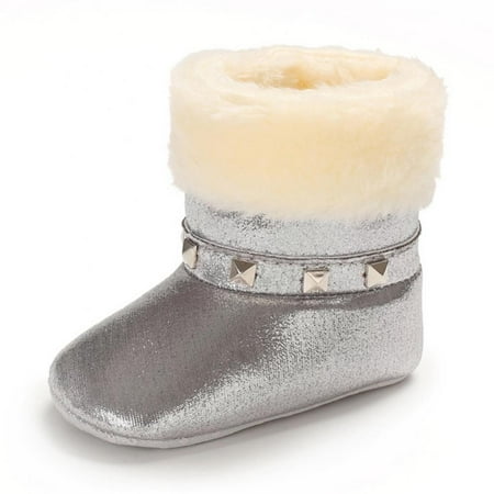 

Winter Infant Snow Boots Baby Boy Girl Shoes Soft Sole Glitter PU Leather First Walker Toddler Plush Lined Prewalker Newborn Fleece Boots 0-18M