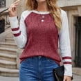thumbnail image 4 of hotojiny Long Sleeve Shirts for Women Lightweight Sweaters Fall Outfits Color Block Winter Clothing Dressy Casual Pullover(Wine,X-Large), 4 of 7