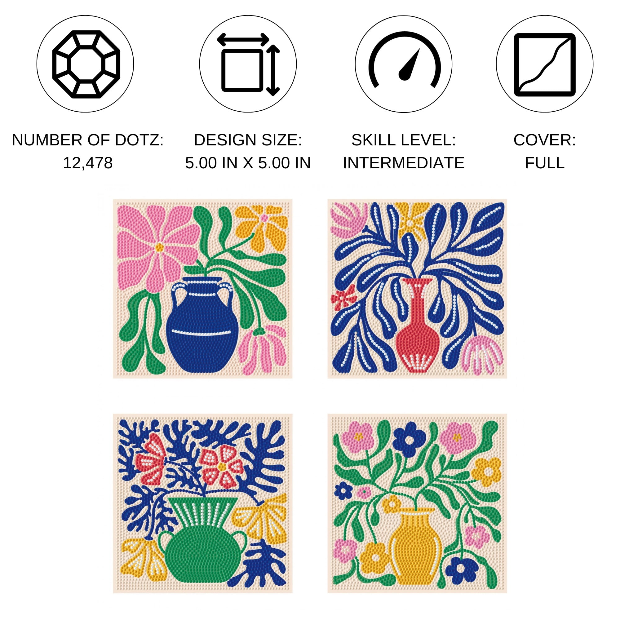 Diamond Dotz Mini Deco Vases Diamond Painting Kits for Adults - Floral Diamond Art Kits a Relaxing Creative Craft Kit with Dotz Gems 5x5