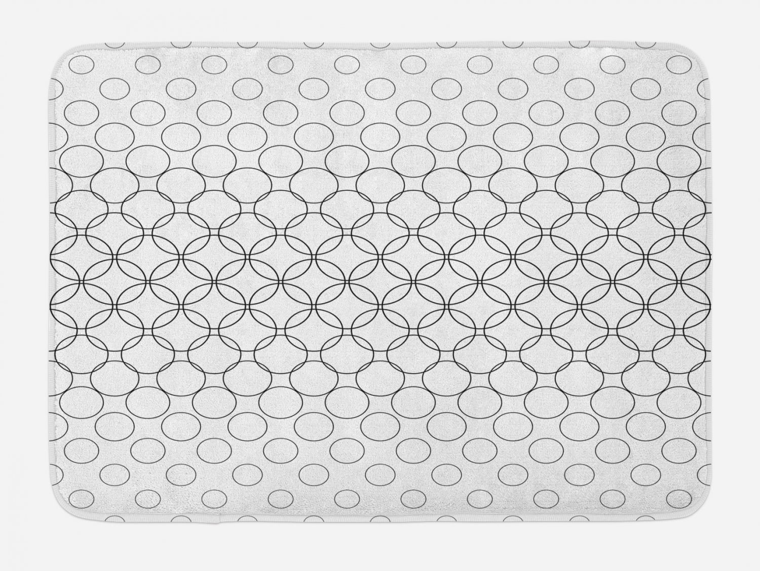 Geometric Circle Bath Mat, Artistic Various Overlapping Dynamic Inner Oval Motifs Retro Style