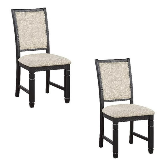 Anji 24 Inch Side Dining Chairs Set of 2- Cushioned Seat- Curved Back