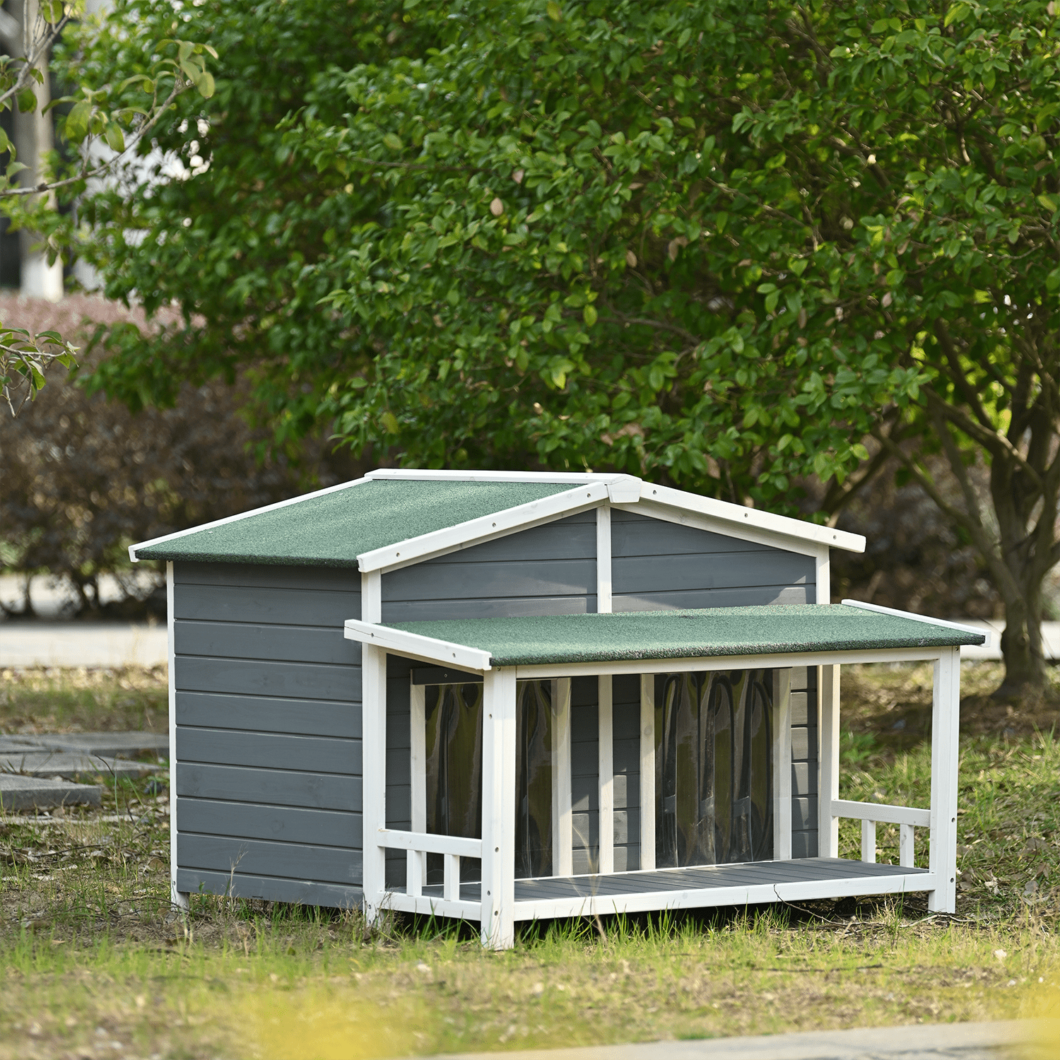 Kepooman Large Wooden Dog House Outdoor, Outdoor & Indoor Dog Crate with 2 Doors, Cabin Style, Green Kepooman Large Wooden Dog House Outdoor, Outdoor & Indoor Dog Crate with 2 Doors, Cabin Style, Green