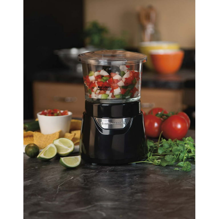  Hamilton Beach Stack & Press Mini 3-Cup Glass Bowl Food  Processor & Vegetable Chopper, Black (72860): Home & Kitchen
