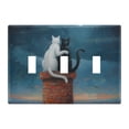 thumbnail image 2 of 2 Gang Light Switch Cover Plate Cats on House with Moon Wall Plate Decorate Electrical Outlet Cover Plates 4.56”x4.48”, 2 of 8