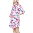 thumbnail image 3 of Wangsaura Maternity Robe, Flower Print V-neck Nightgown with Belt, Pocket, 3 of 10