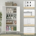 thumbnail image 4 of Marcree Metal Cabinet, Metal Storage Cabinets with Doors and Shelves, 2 Door Bedroom Storage Cabinets, Cabinet for Clothes, Living,Laundry Room, White, 4 of 8