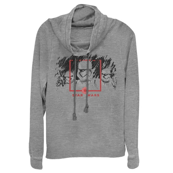 Junior's Star Wars: The Rise of Skywalker Stormtrooper Smudge Cowl Neck Sweatshirt Gray Heather 2X Large