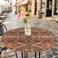 thumbnail image 6 of Brown Southwest Aztec Round Tablecloth for 55-60 Inch Tables, Fitted Table Cover with Elastic Edge, Farmhouse Vintage Geometric Waterproof Outdoor Table Cloth Protector for Patio Garden Dinner Picnic, 6 of 9