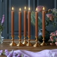 thumbnail image 2 of WYZworks 10" Fluted Ribbed LED Brown Tan Grooved Pillar Candles with 2 Remotes & 24h Timer Memory, On/Off Switch - Flameless Dimmable Battery Operated w/Flicker Mode, Home Wedding Decor (12 Pack), 2 of 9