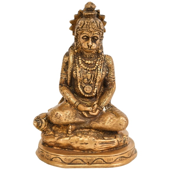 5" Lord Hanuman Dhyana Mudra Brass Statue - Divine Meditation Pose Idol | Handmade Made in India