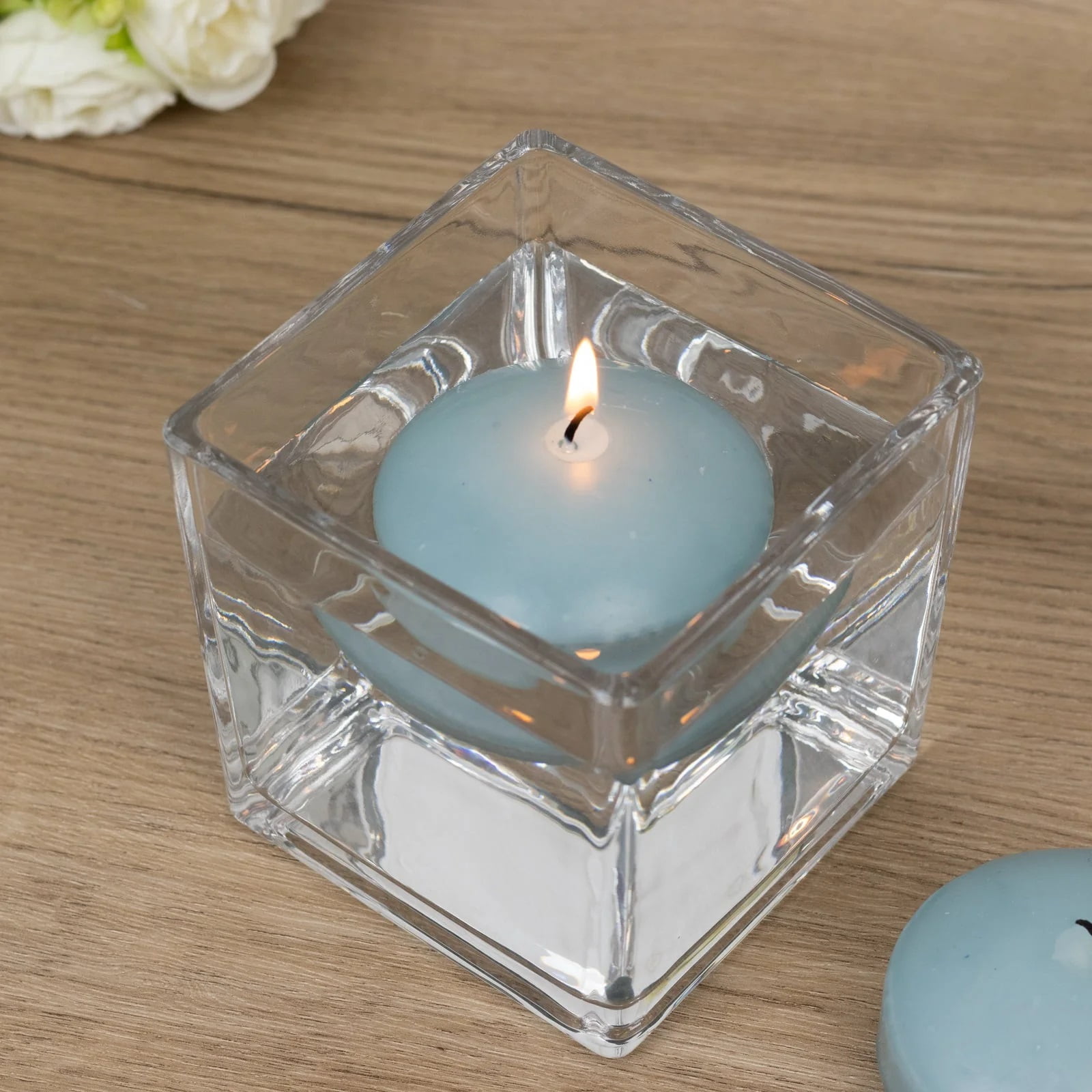 Balsa Circle 12 Dusty Blue 3 in Round Unscented Floating Candles Dripless Wax Discs Party Wedding Table Centerpieces Event Decorations Supplies