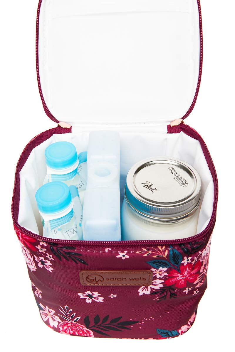 Cold Gold Breastmilk Cooler Bag with Safety Tested Ice Pack – Insulated Milk Storage for Work, Travel & Daycare – Fits Bottles & Parts – Durable, Washable, Safety-Tested Cooler for Moms (Berry Bloom)