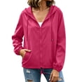 thumbnail image 2 of LEKWK Raincoat for Women Waterproof with Hood Lightweight Windbreaker Long Sleeve Full Zip Rain Jackets Outdoor Cycling Hiking Casual, 2 of 9