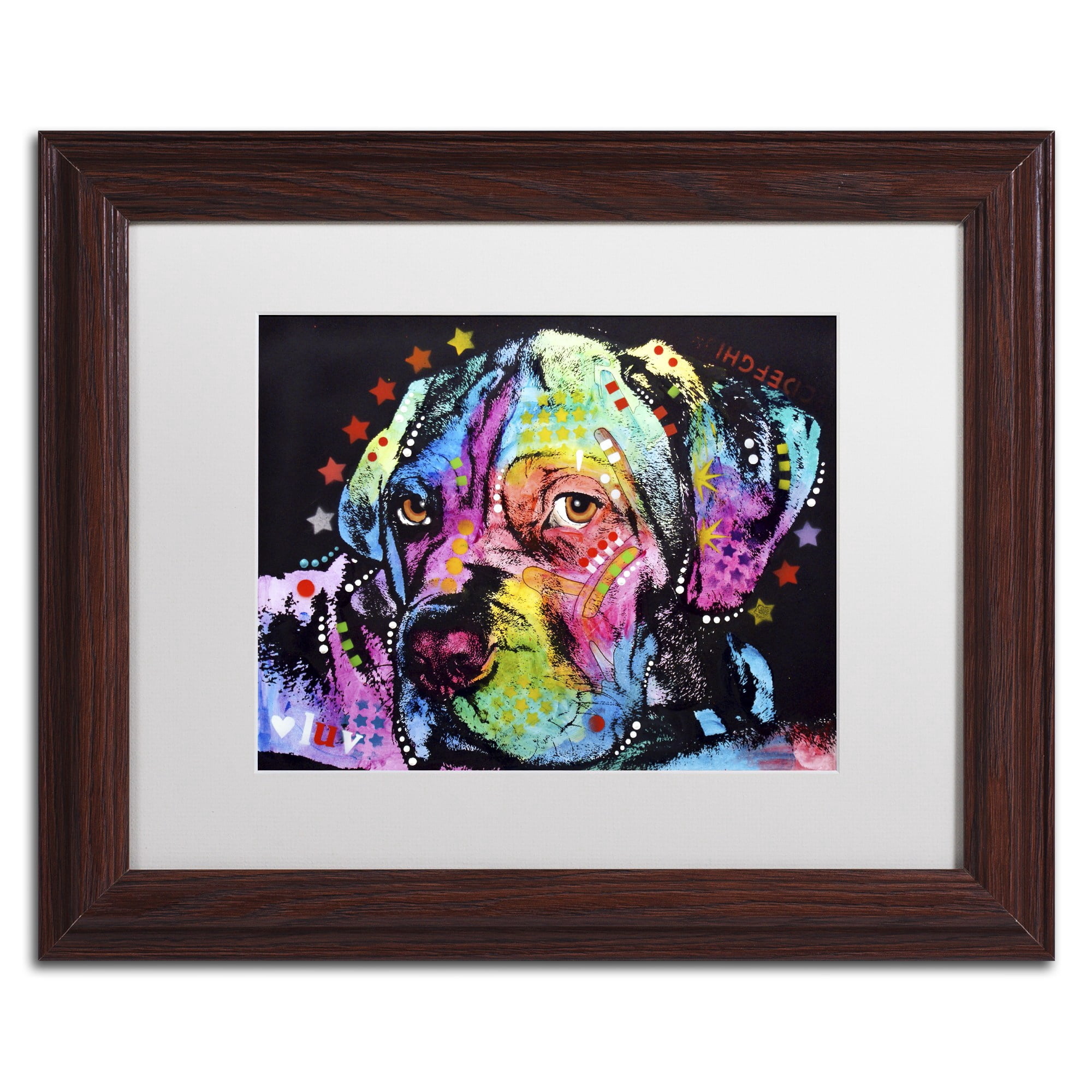 Trademark Fine Art "Young Mastiff" Canvas Art by Dean Russo, White Matte, Wood Frame
