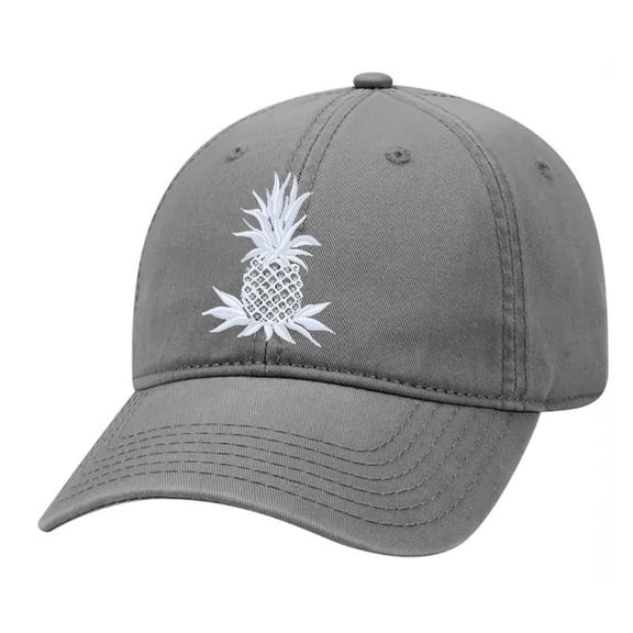 Men's Fancy Pineapple Embroidered Unisex Twill Dad Hat Adjustable Baseball Cap, Grey