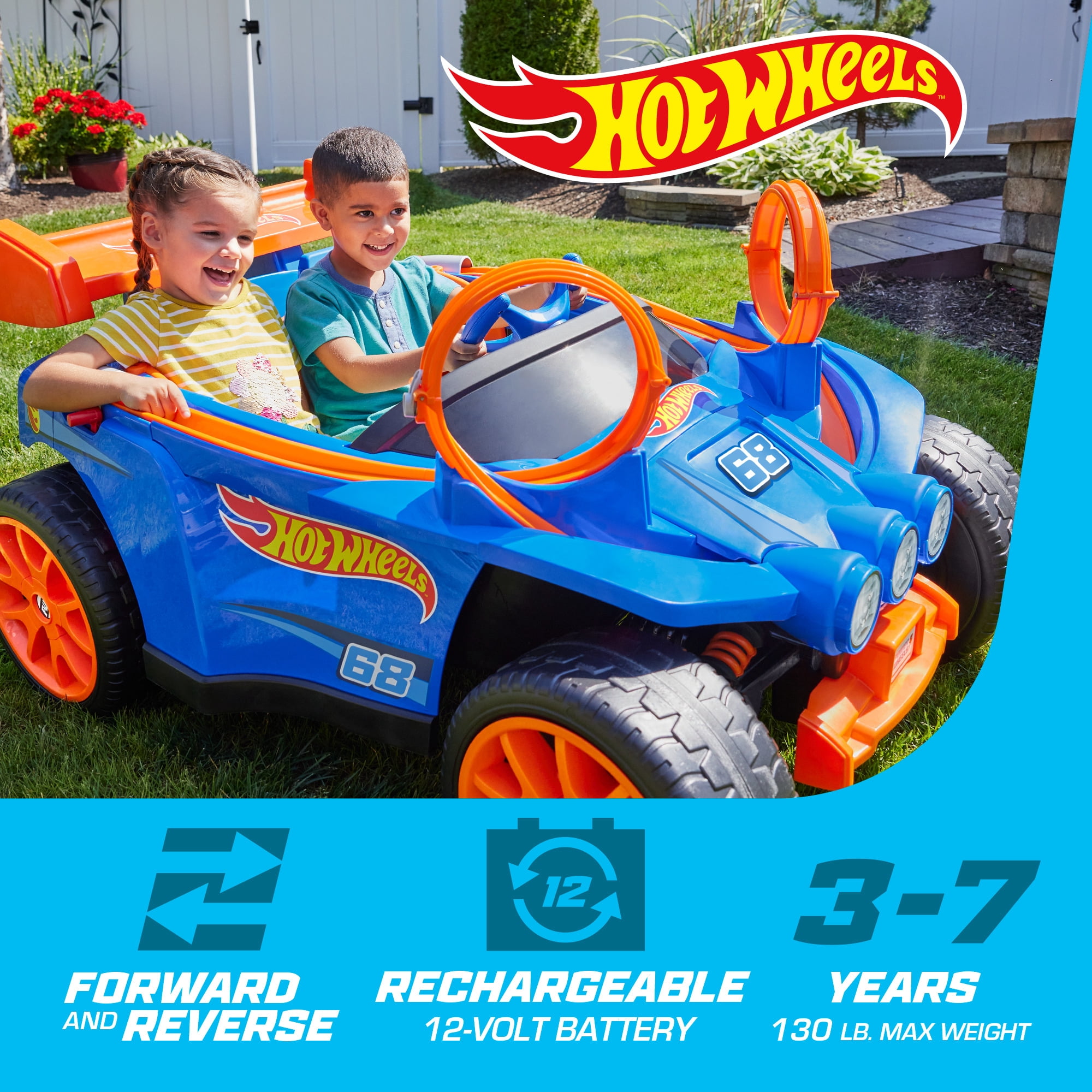 Power Wheels Hot Wheels Racer Battery-Powered Ride-on, 12 V, Max Speed: 5 mph, Ages 3+ Years