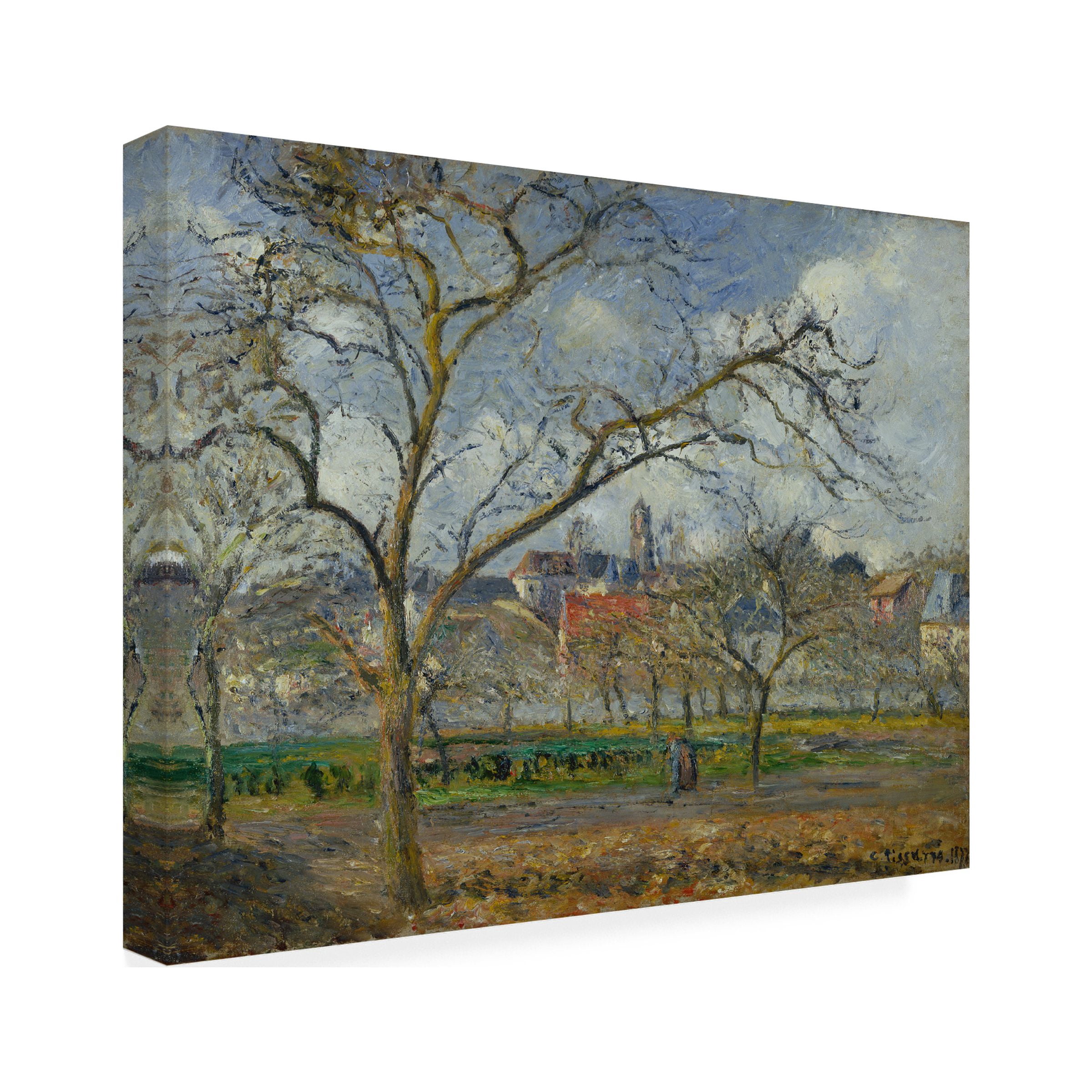 Camille Pissarro 'An Orchard In Pontoise In Winter' Canvas Art