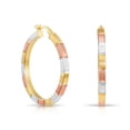 thumbnail image 3 of Tilo Jewelry 925 Sterling Silver Tri-Color Square Hoop Earrings with Satin Glitter Finish (35mm) for Women & Unisex, 3 of 6