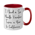 thumbnail image 2 of Cheap California Gifts, I Need a Six Month Vacation Twice a Year to California, Sarcastic Holiday Two Tone 11oz Mug From, 2 of 2